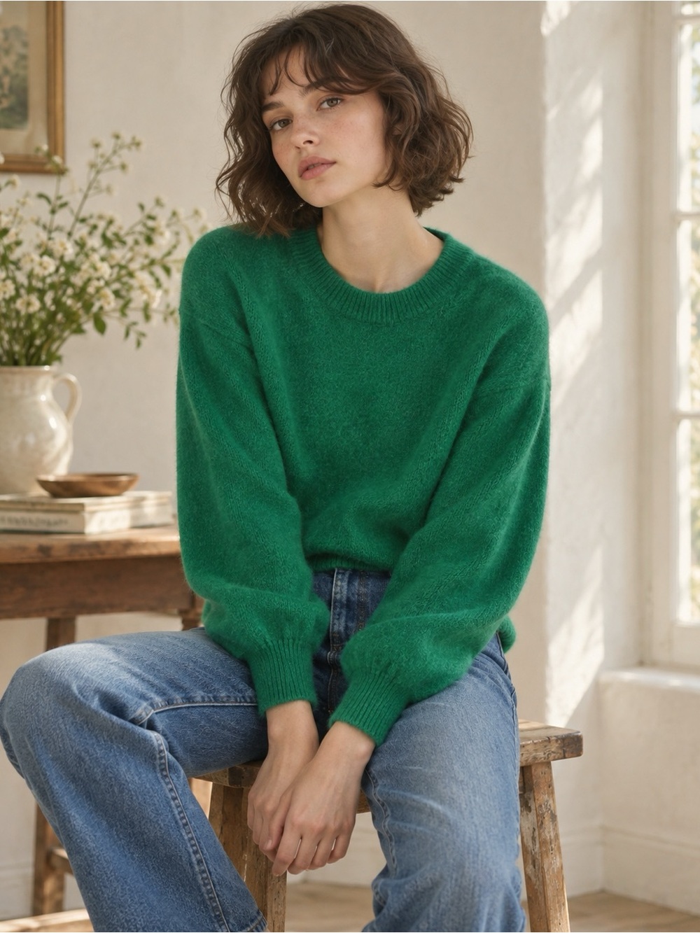 NWT DÔEN Marsena Alpaca and Wool Blend Sweater in Evergreen Size XXS
